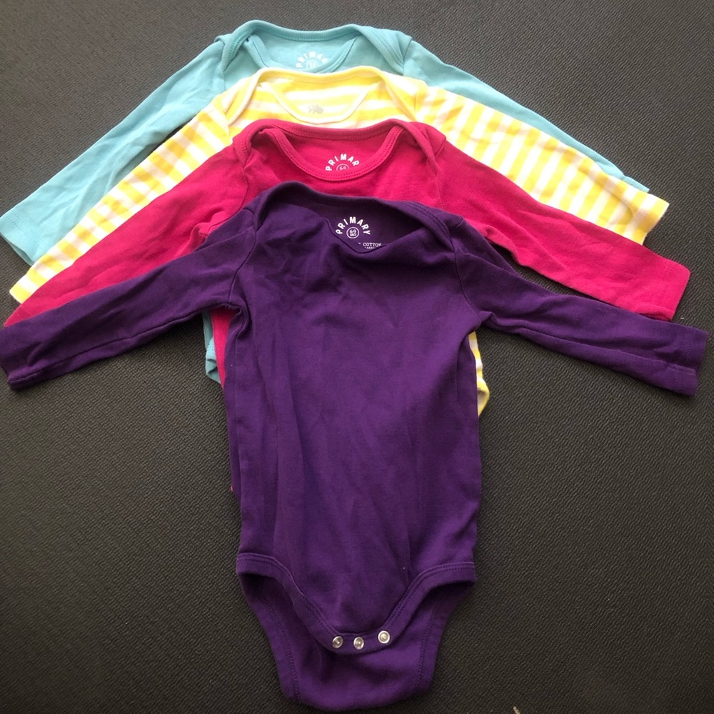 Set of 4 Primary long sleeve 6-9 month onesies
